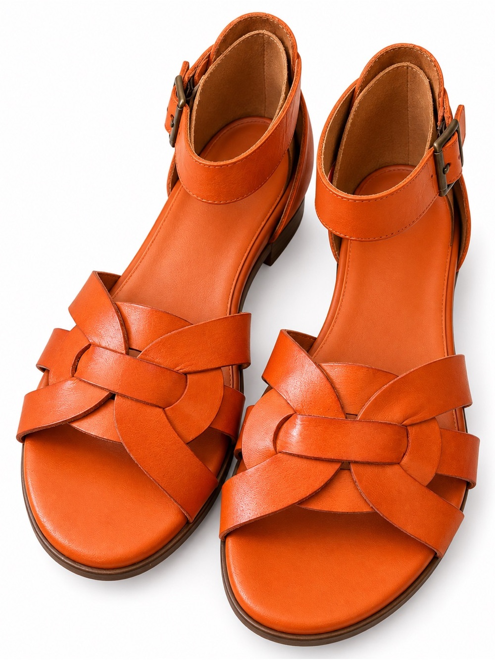 Miz Mooz orange Leather Dakota Woven Ankle-Strap‎ Sandal EU 38 US 7.5/8